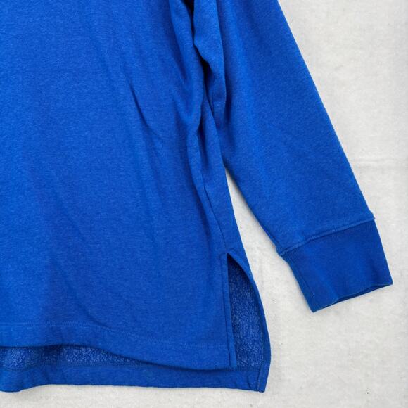 J. Crew Fleece Sweatshirt Size XL Blue Button Mock Neck Pullover Raglan Sleeve - Picture 7 of 11